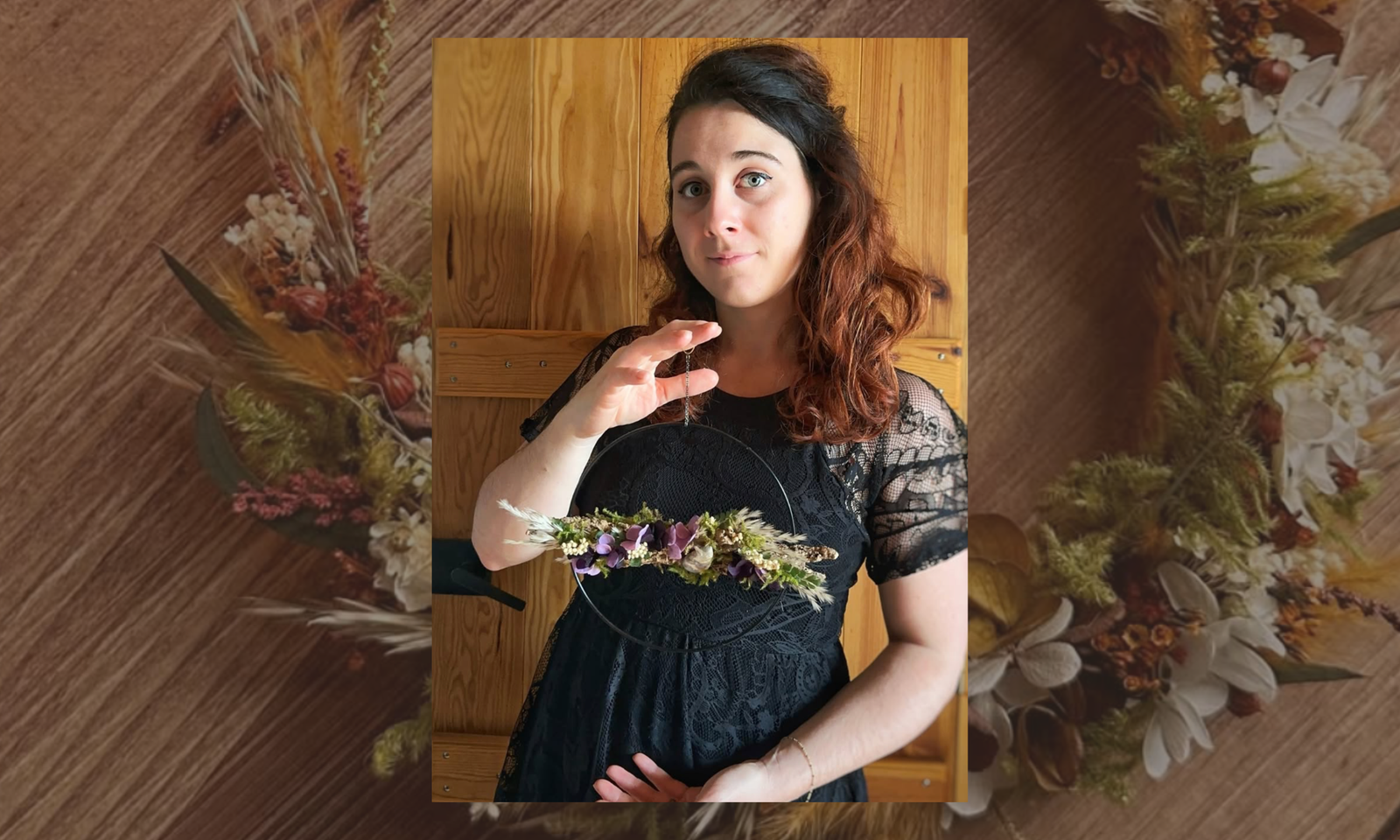 Un morceau d'âme en couronne de fleurs séchées